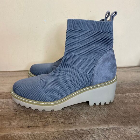 Size 9 Nicole Miller Womens grey Ankle Boots Mesh & Suede Upper Rubber Sole - Picture 2 of 8